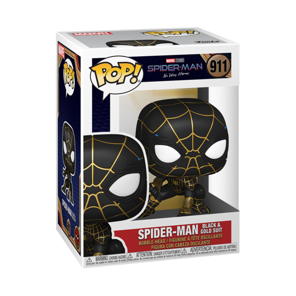 Spiderman No Way Home Spiderman Black & Gold Suit Funko POP! Marvel Marvel Spiderman No Way Home Spiderman Black & Gold Suit #911 - Image 1