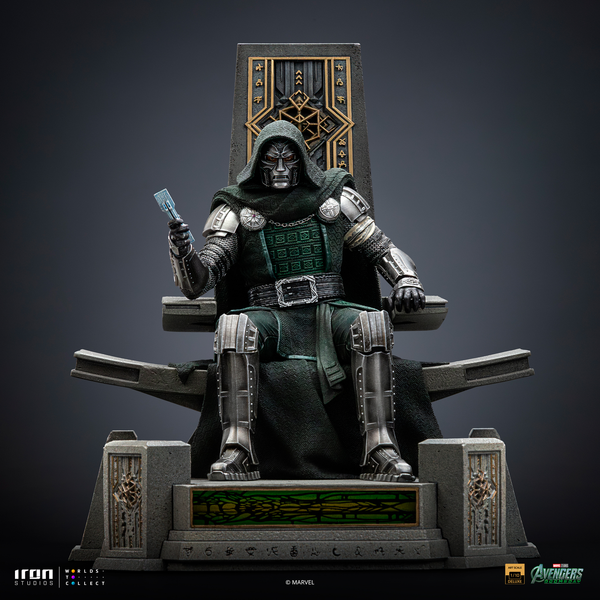 01-Details_Grey-Key Iron Studios – Avengers: Doomsday – Art Scale 1/10 – Doctor Doom on Throne - Image 1
